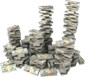 a pile of money on a white background
