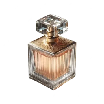 a bottle of perfume on a white background