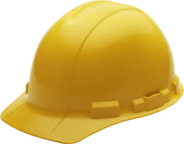 a yellow hard hat on a white background
