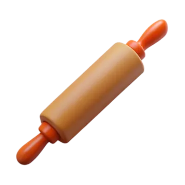 an orange rolling pin on a white background