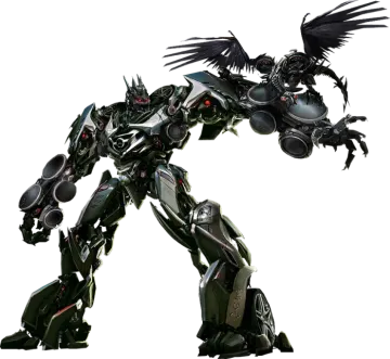 a black and white image of a robot