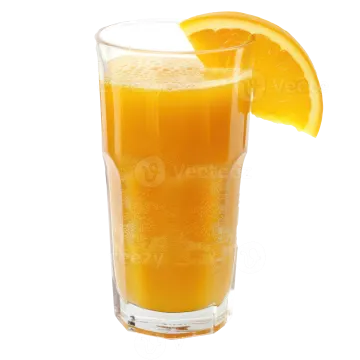 a glass of orange juice with an orange slice