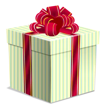 a gift box with a red bow