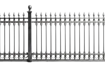 a black wrought fence on a white background