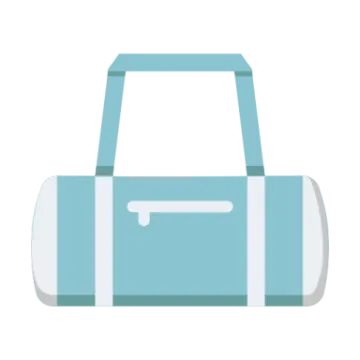 a blue and white bag