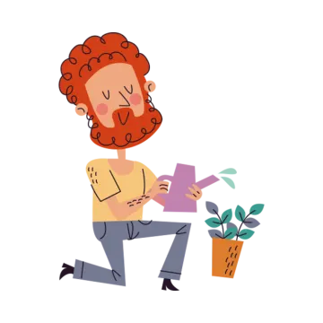 a man with a plant in his hand