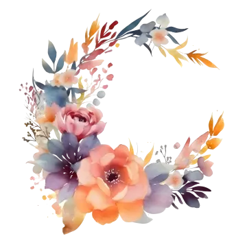 a watercolor floral wreath on a white background