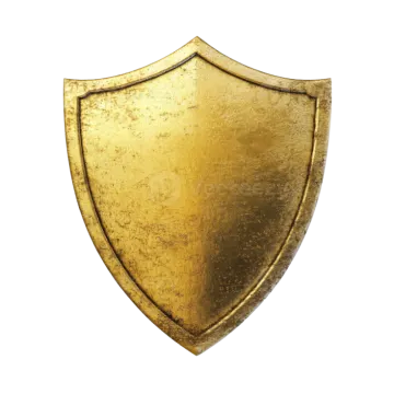 a golden shield on a white background