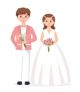 a bride and groom standing next to each other people