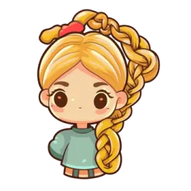 a cartoon girl with long blonde hair in a ponytail