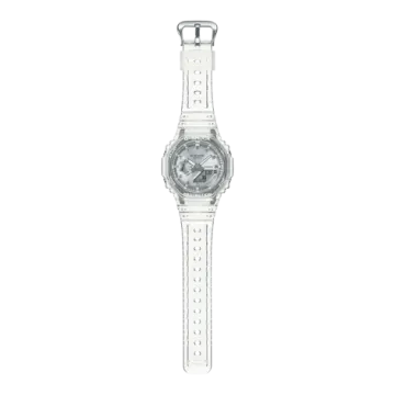 a watch with a white strap