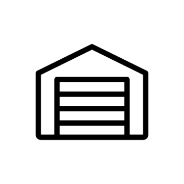 a black and white icon of a garage