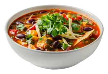 a white bowl filled with soup and vegetables