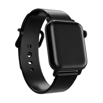 a black apple watch on a white background
