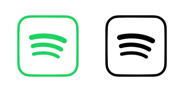 a green and black icon with two faces