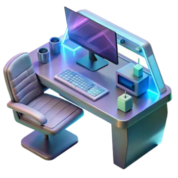 a computer sitting on top of a desk