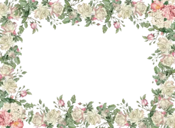 a floral frame with roses and leaves
