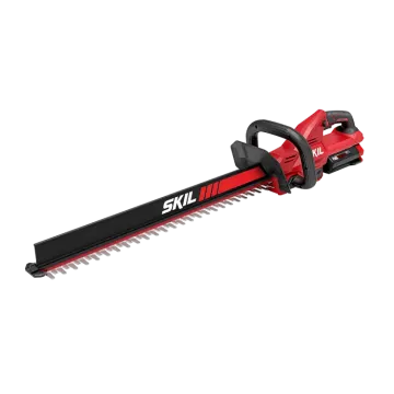 a black and decker chainsaw with a red handle