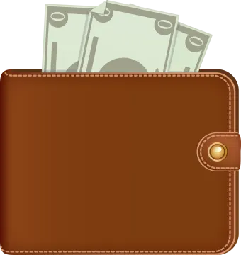 a brown leather wallet with money inside
