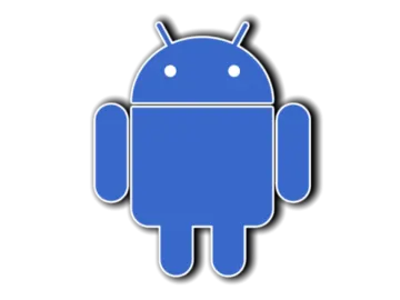 a blue android logo on a white background