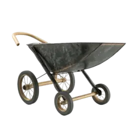 a black and gold wheelbark with wheels
