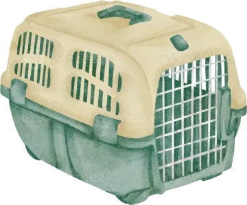 a watercolor drawing of a dog crate