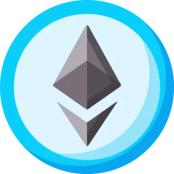 the ether logo in a blue circle