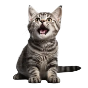 a kitten with its mouth open and tongue out