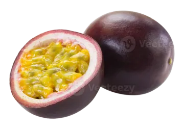 a passion fruit cut in half