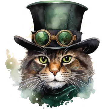 a cat wearing a top hat and glasses