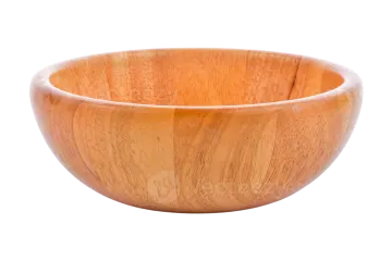 a wooden bowl on a white background