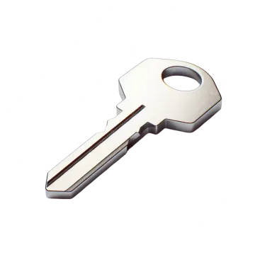 a silver key on a white background