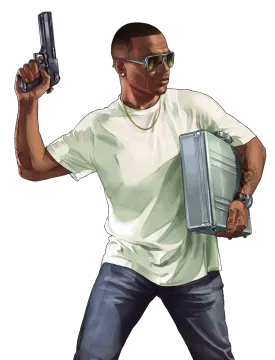 a drawing of a man holding a gun