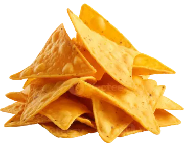 a pile of chips on a white background