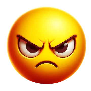 a yellow smiley face with an angry expression