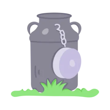 a black jug with a purple ball on it