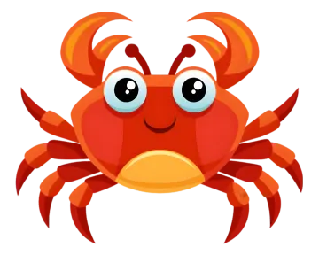 a cartoon crab with big eyes