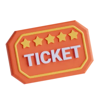 a red ticket with five stars on it