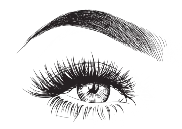 a black and white drawing of a woman's eye