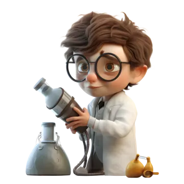 a little boy in a lab coat looking through a microscope