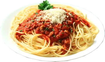 a plate of spaghetti with meat and sauce