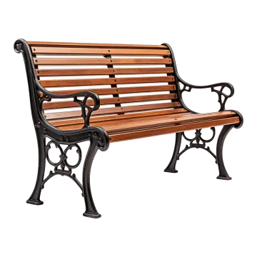 a wooden bench sitting on top of a white background