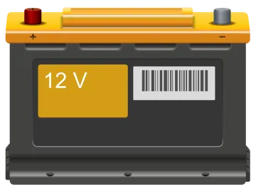 a yellow battery with the number 1 on it