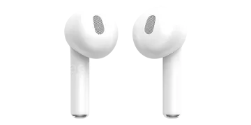 a pair of earphones on a white background