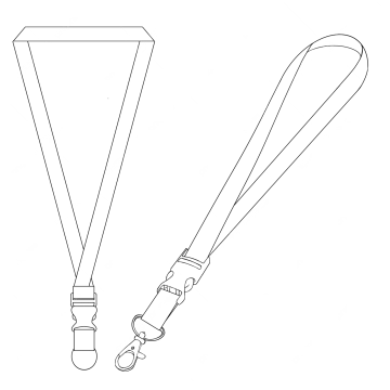 a black and white line drawing of a camera strap