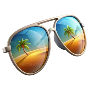a pair of sunglasses with palm trees on the beach