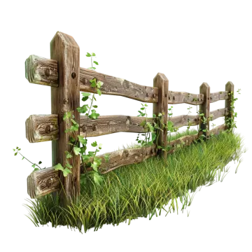 a wooden fence with grass growing out of it