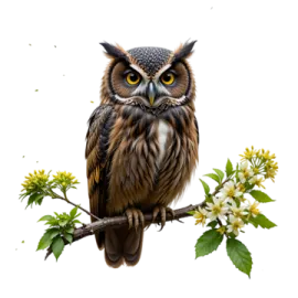 an owl sitting on top of a tree branch