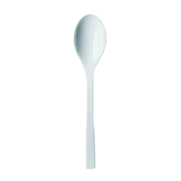 a spoon with a white handle on it