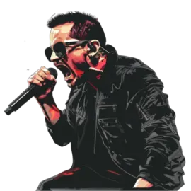 a man in a black jacket holding a microphone